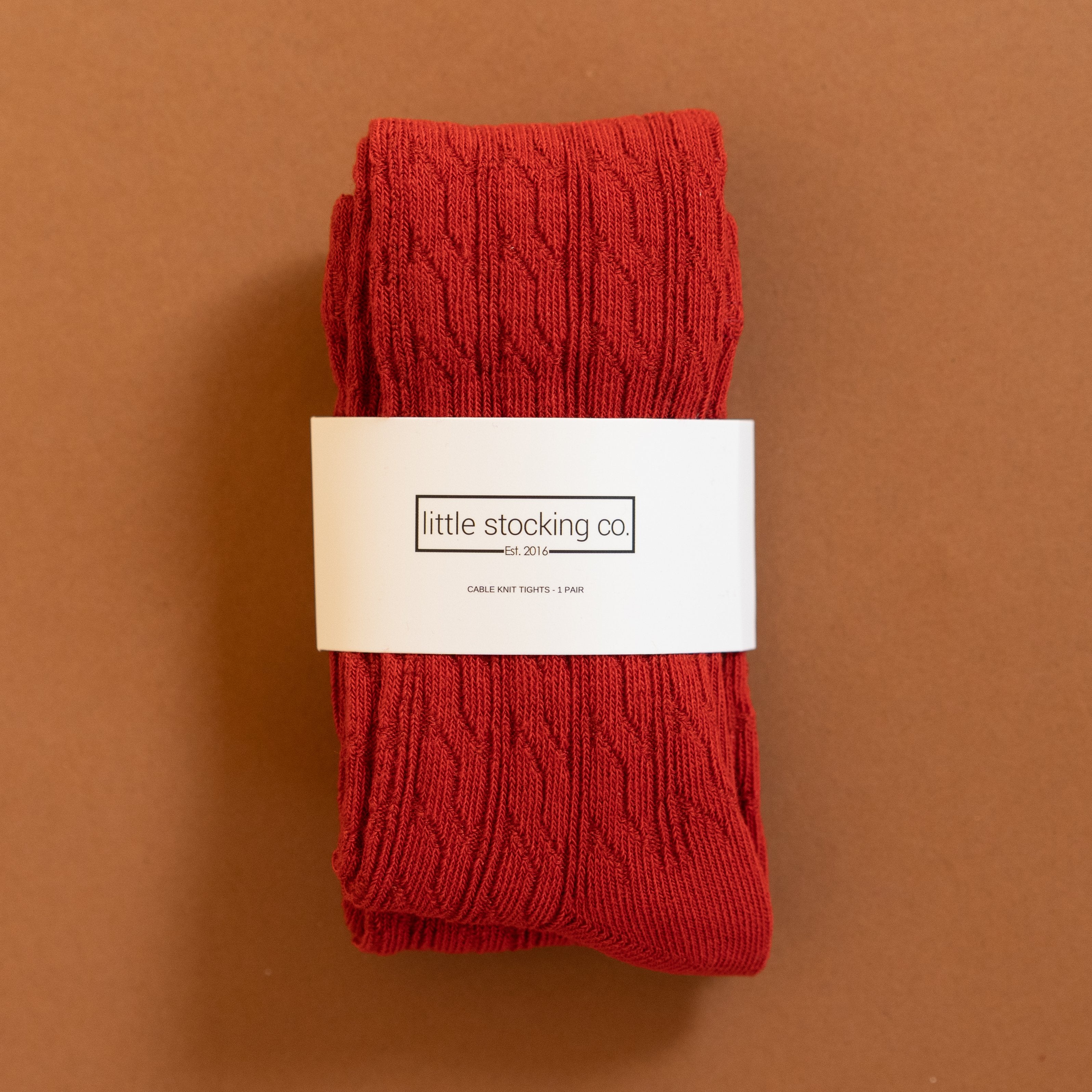 Little Stocking Co. Spice Red Cable Knit Tights