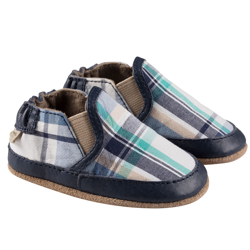 Robeez Navy Plaid Liam Soft Soles