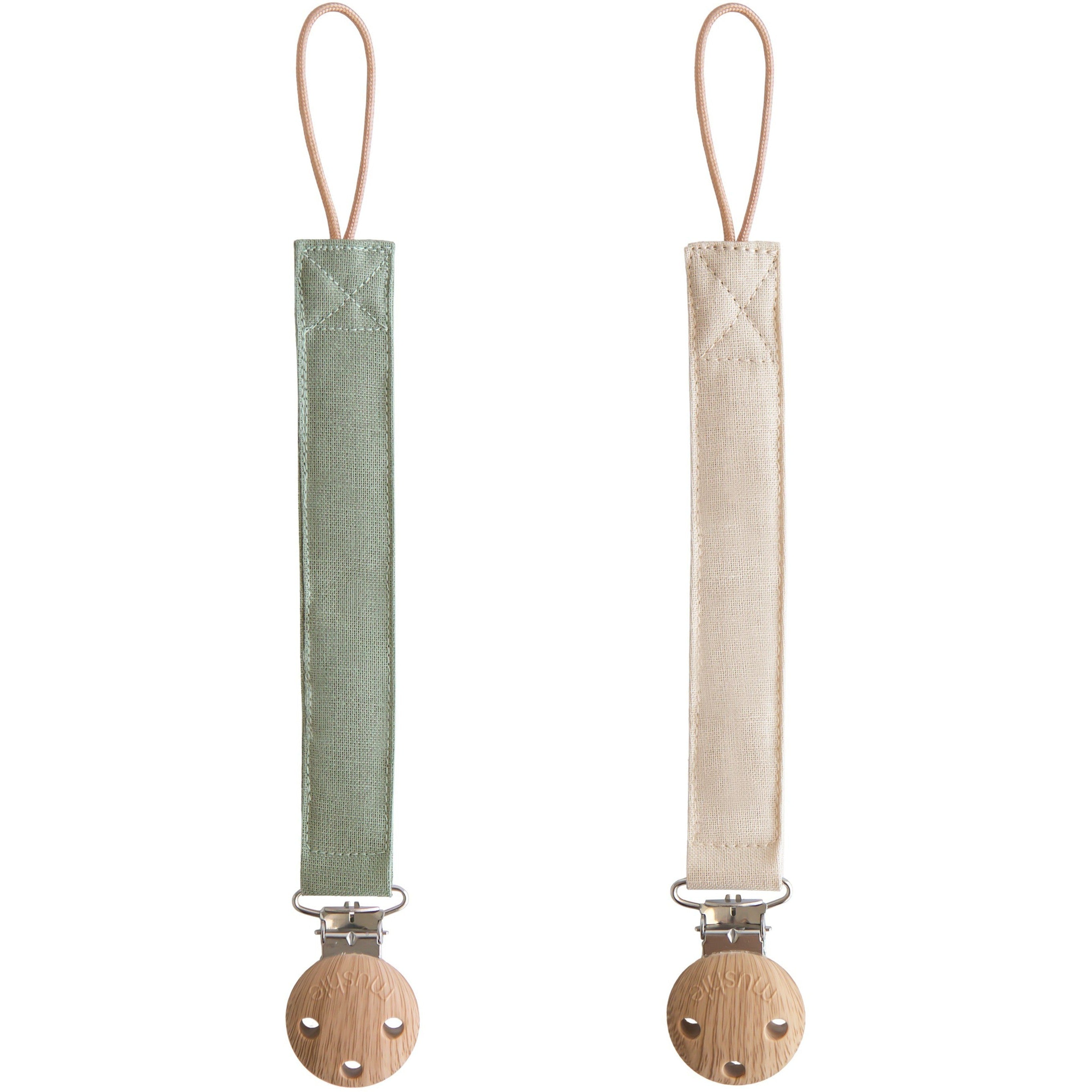 Mushie Linen Pacifier Clip 2-Pack