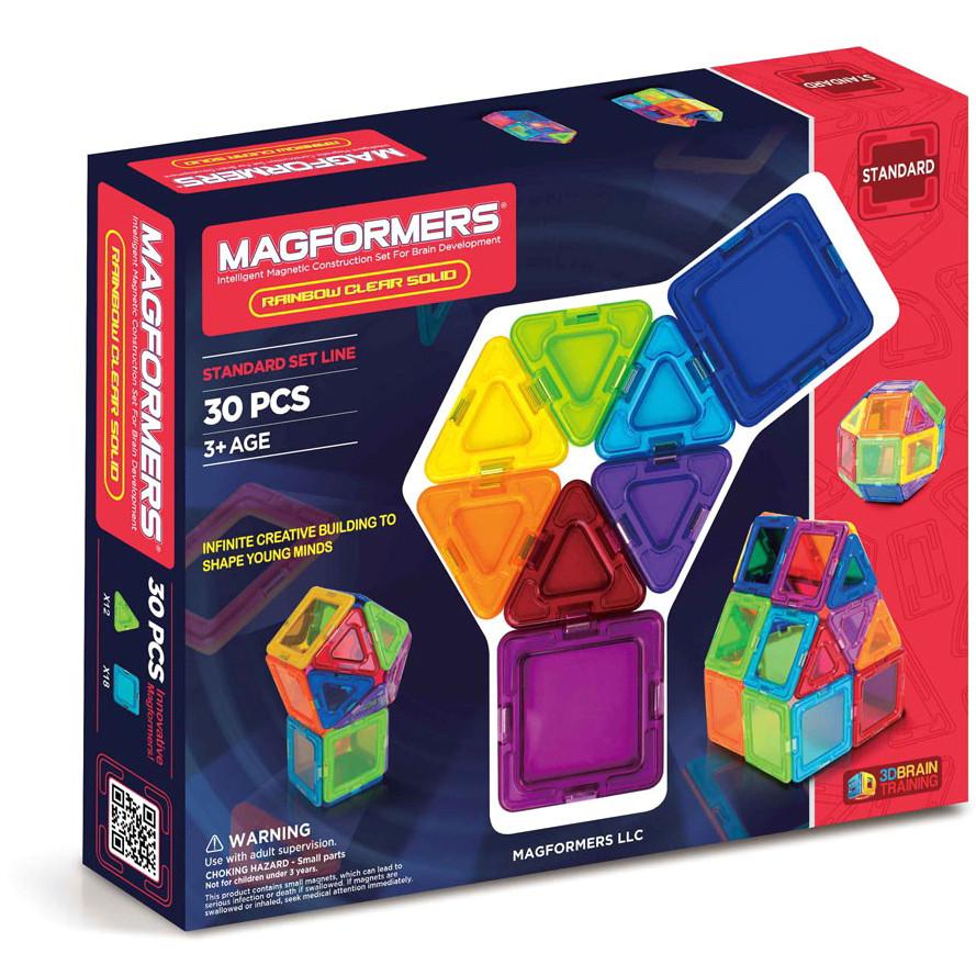 Magformers Rainbow 30-piece Solid Clear Set