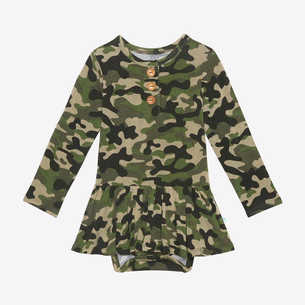 Cadet Long Sleeve Henley Twirl Skirt Bodysuit