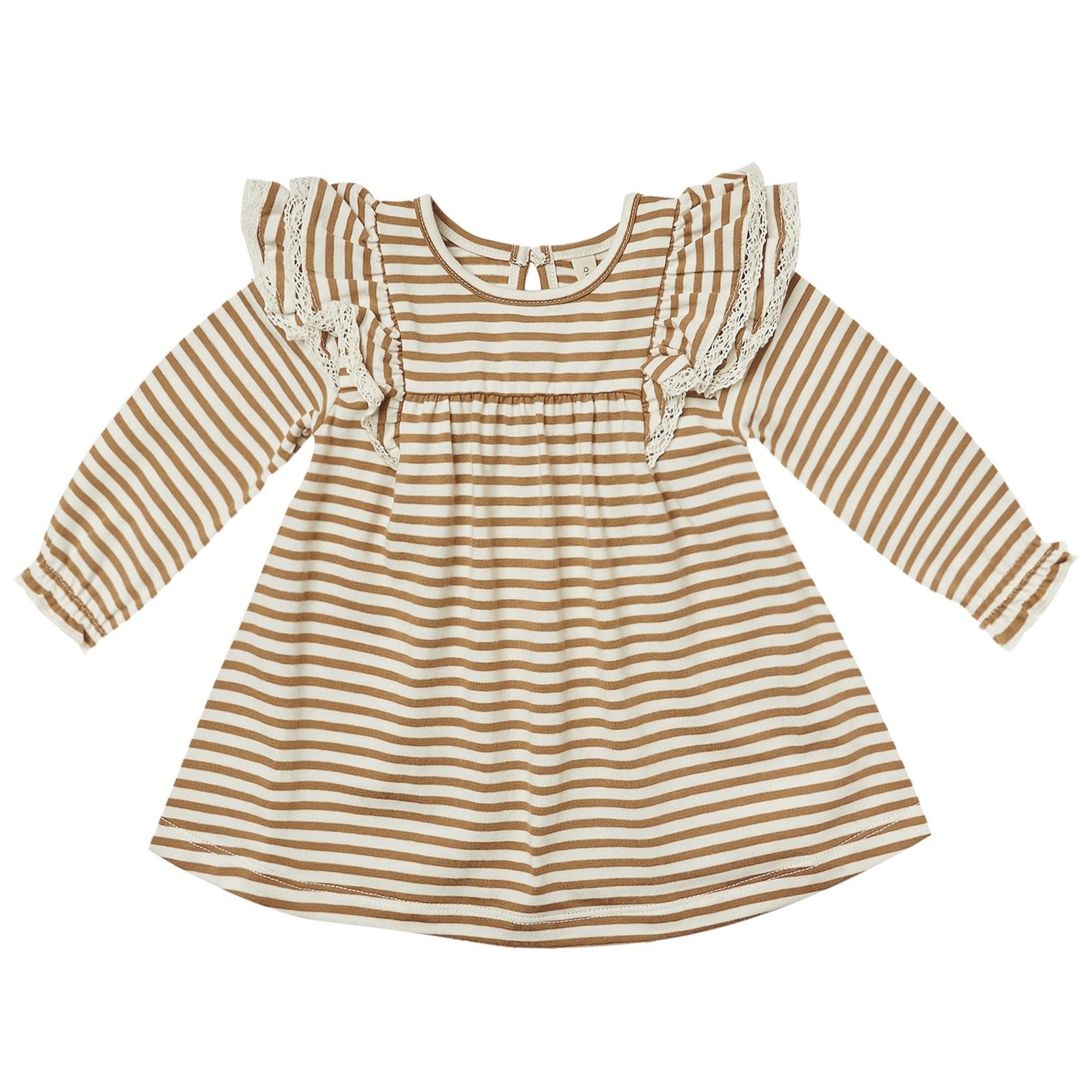 Quiincy Mae Longsleeve Flutter Dress | Walnut Stripe