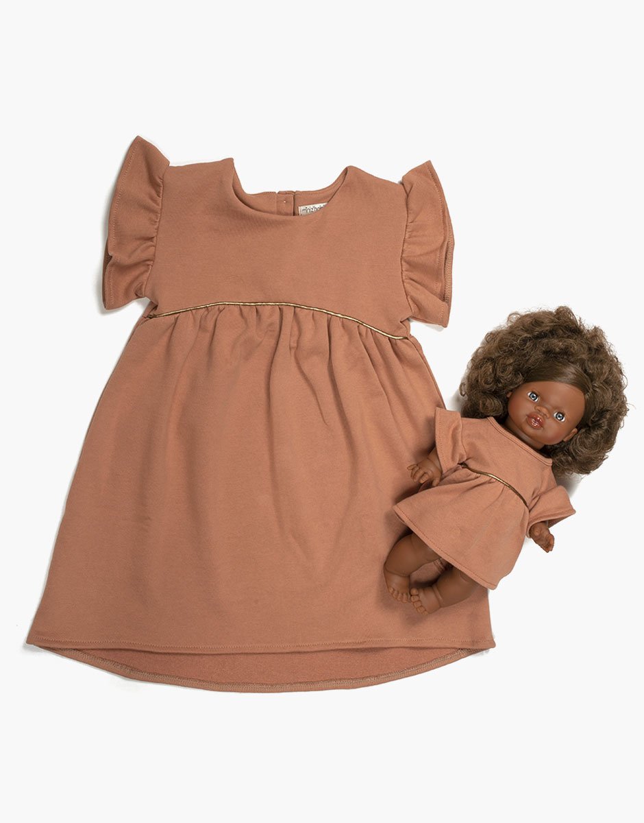 Minikane Collection Duo – Robe “DAISY” en molleton Cassonade