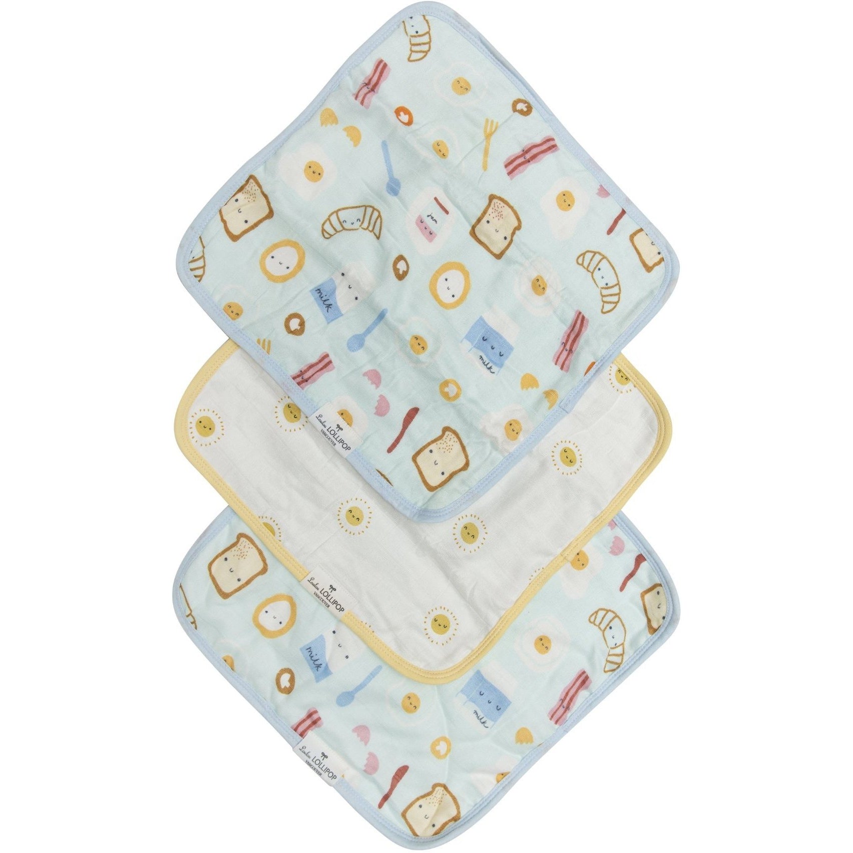 Loulou Lollipop Washcloth 3-pieces Set | Breakfast Blue