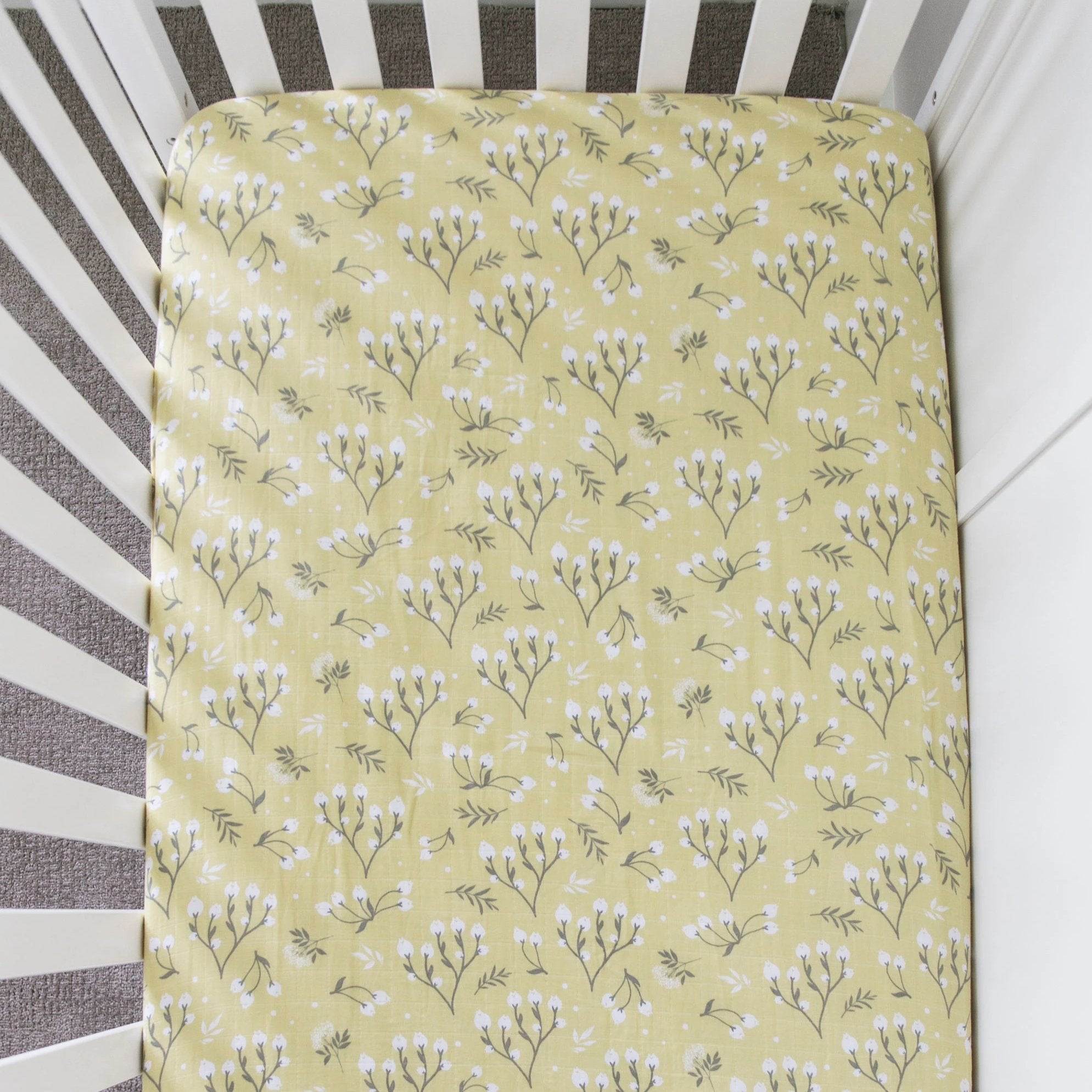 Saranoni Yellow Buds Cotton Crib Sheet