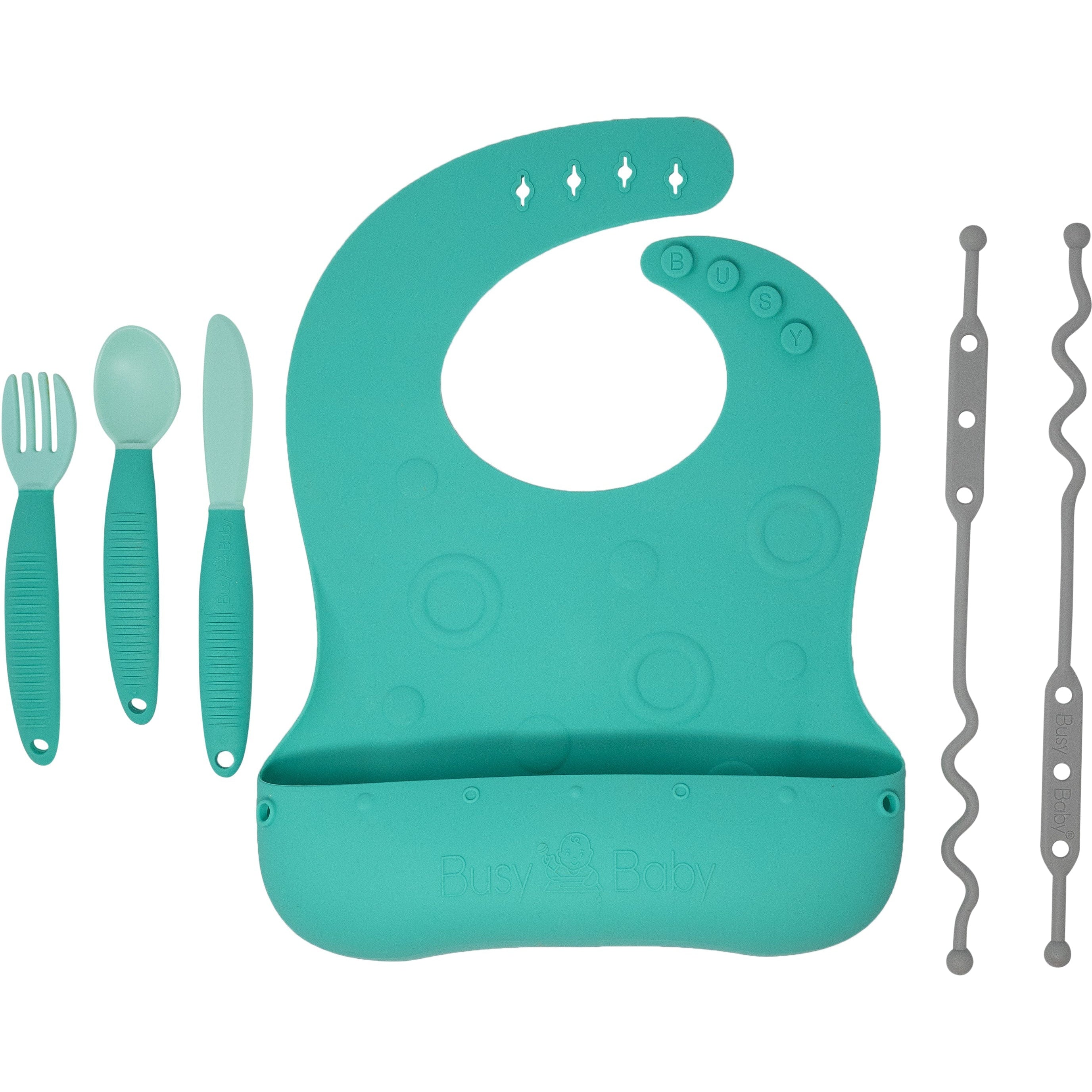 Busy Baby Bungee Bib & Utensil Set