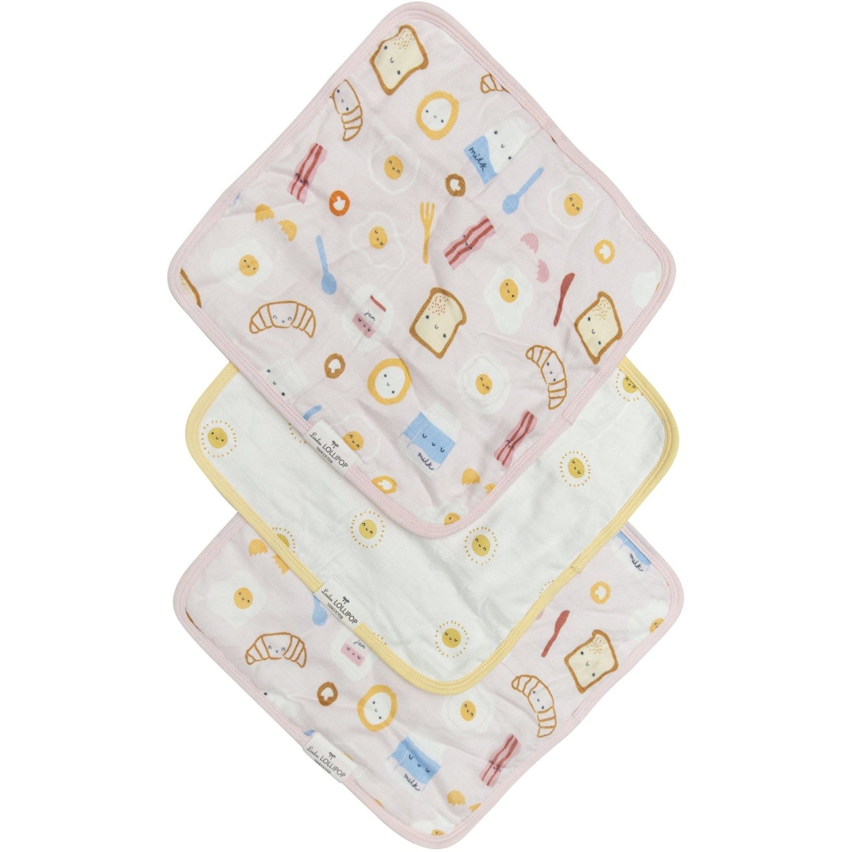 Loulou Lollipop Washcloth 3-pieces Set | Breakfast Pink