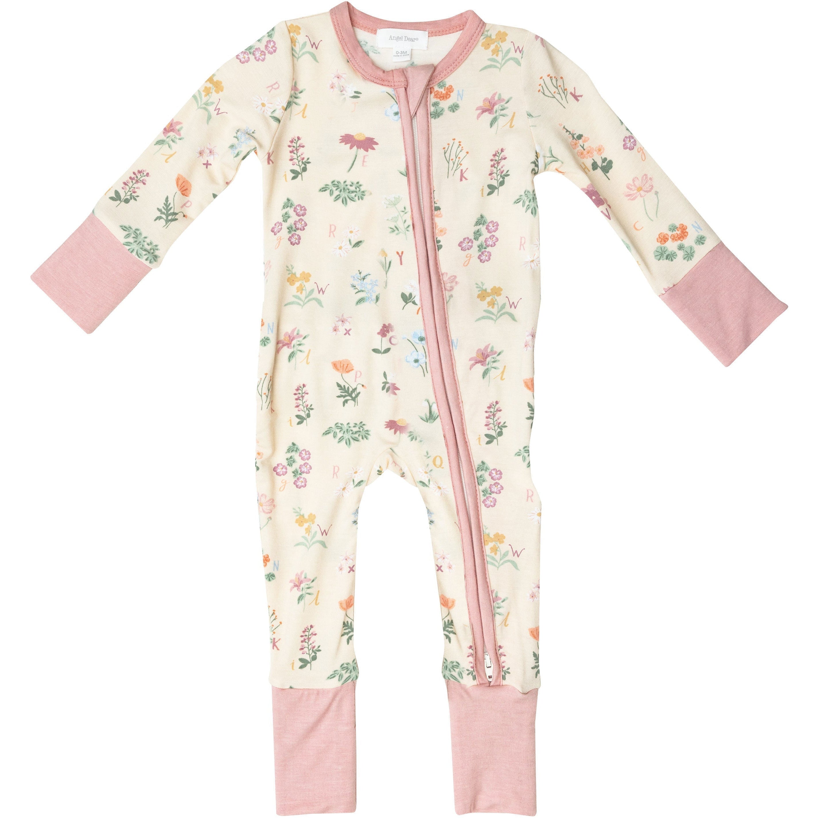 Angel Dear ABC Florals 2-Way Ruffle Zipper Romper