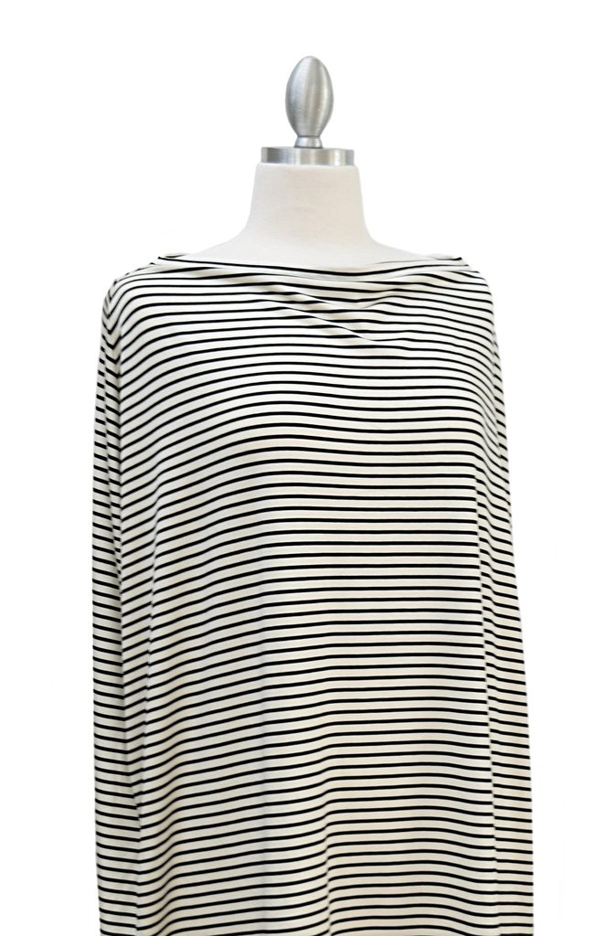 Covered Goods 4-in-1 Nursing Cover Black & Ivory Pinstripe