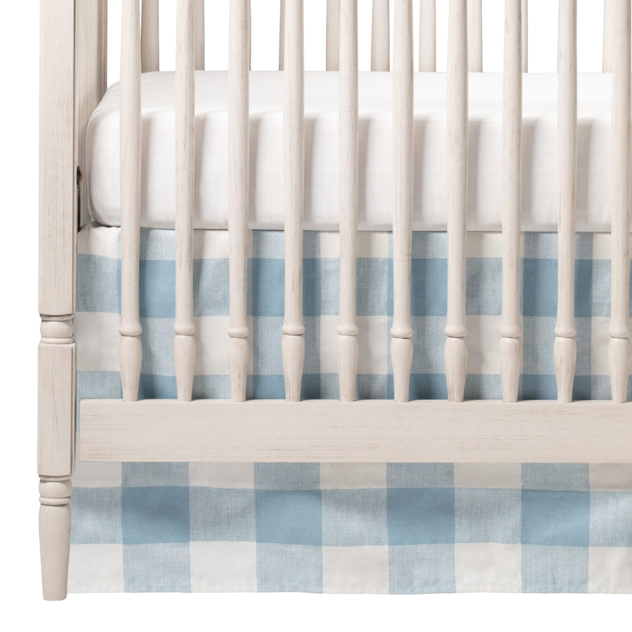 Liz and Roo Cashmere Blue Buffalo Check Crib Skirt 17" Drop