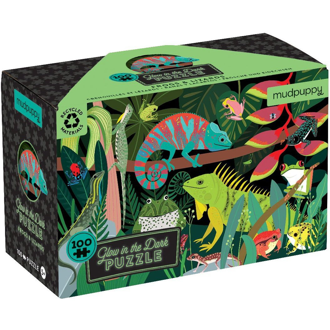 Mudpuppy Frogs & Lizards Glow in the Dark Puzzle
