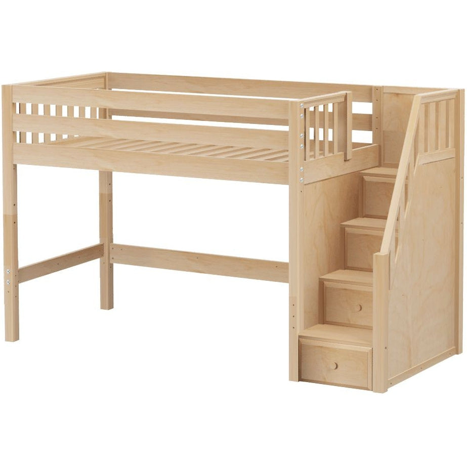 Maxtrix Twin Mid Loft Bed with Stairs