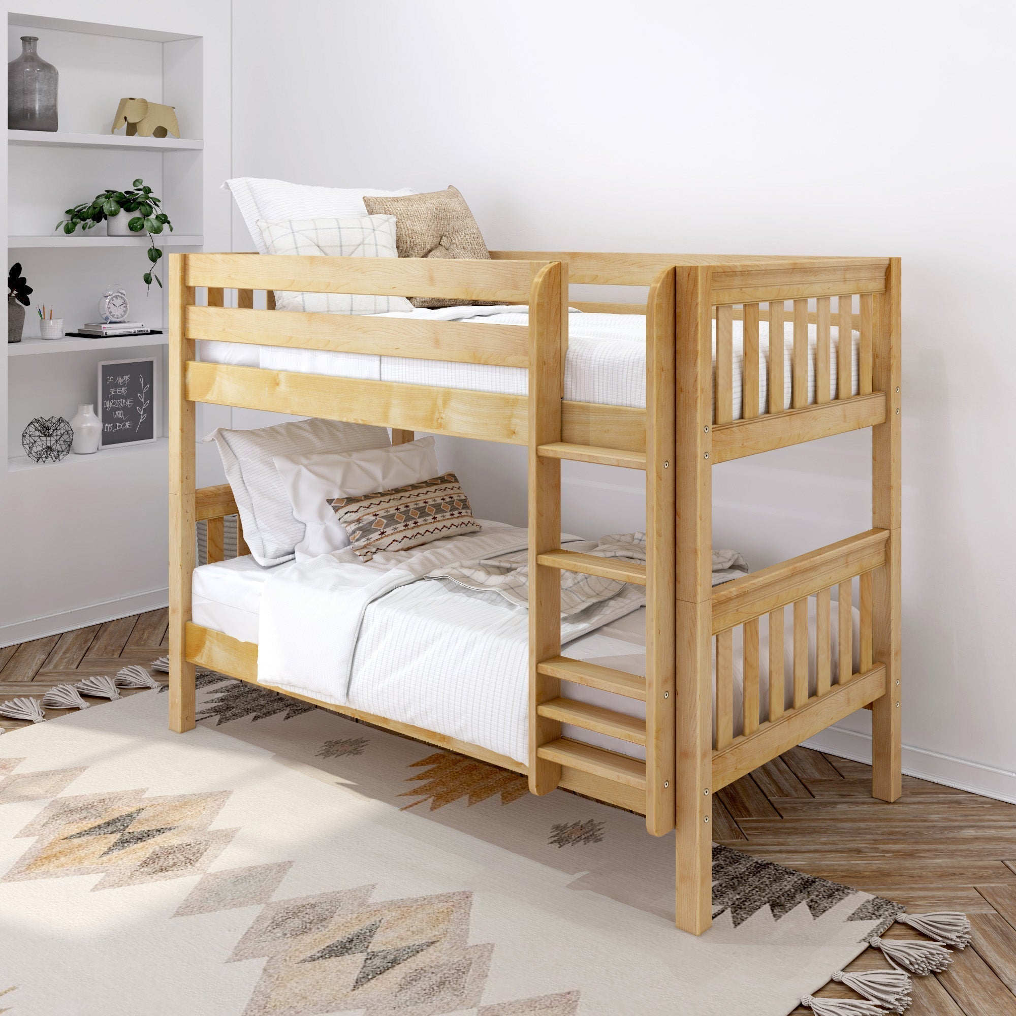 Maxtrix Twin Low Bunk Bed with Ladder