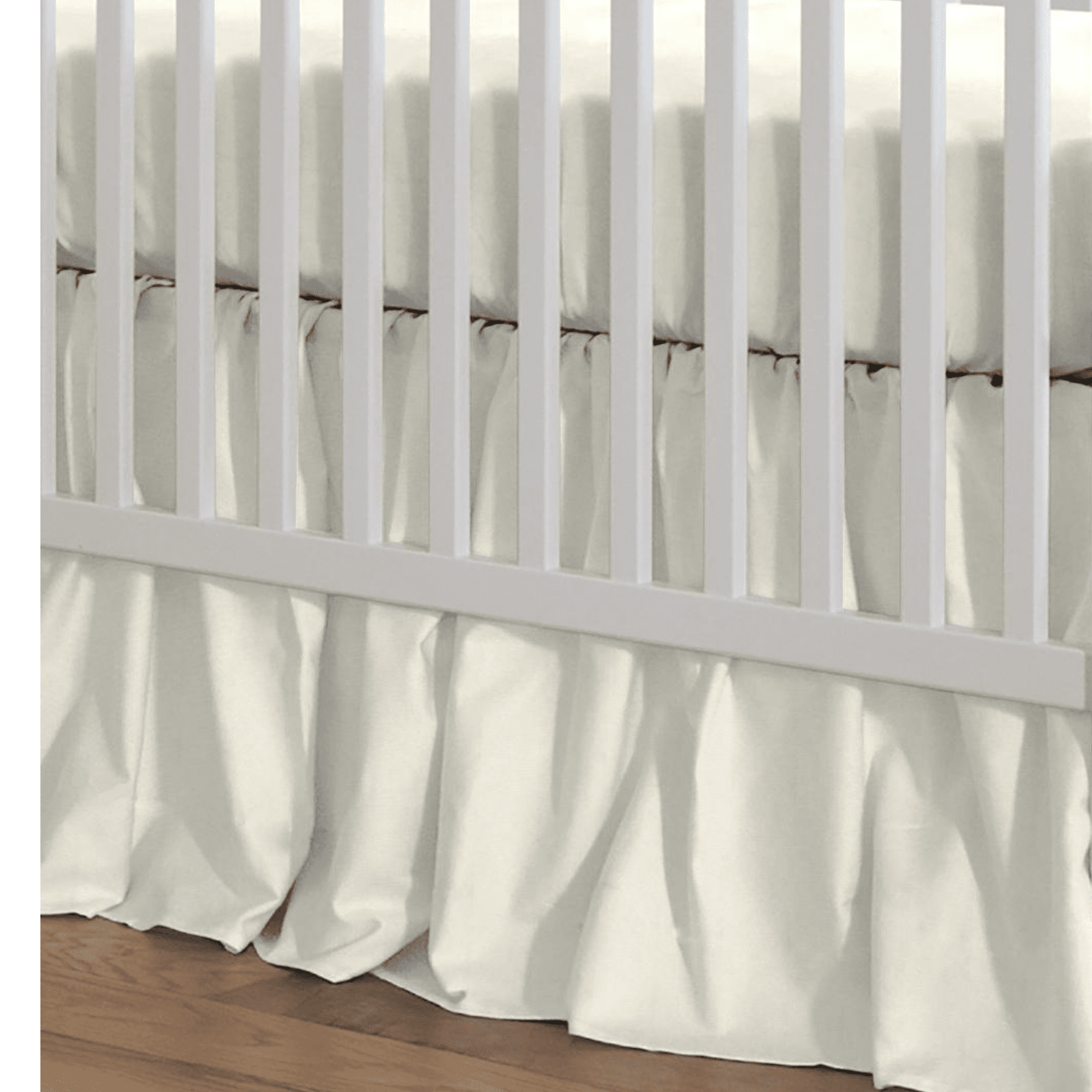Liz and Roo Light Ivory Linen Gathered Crib Skirt
