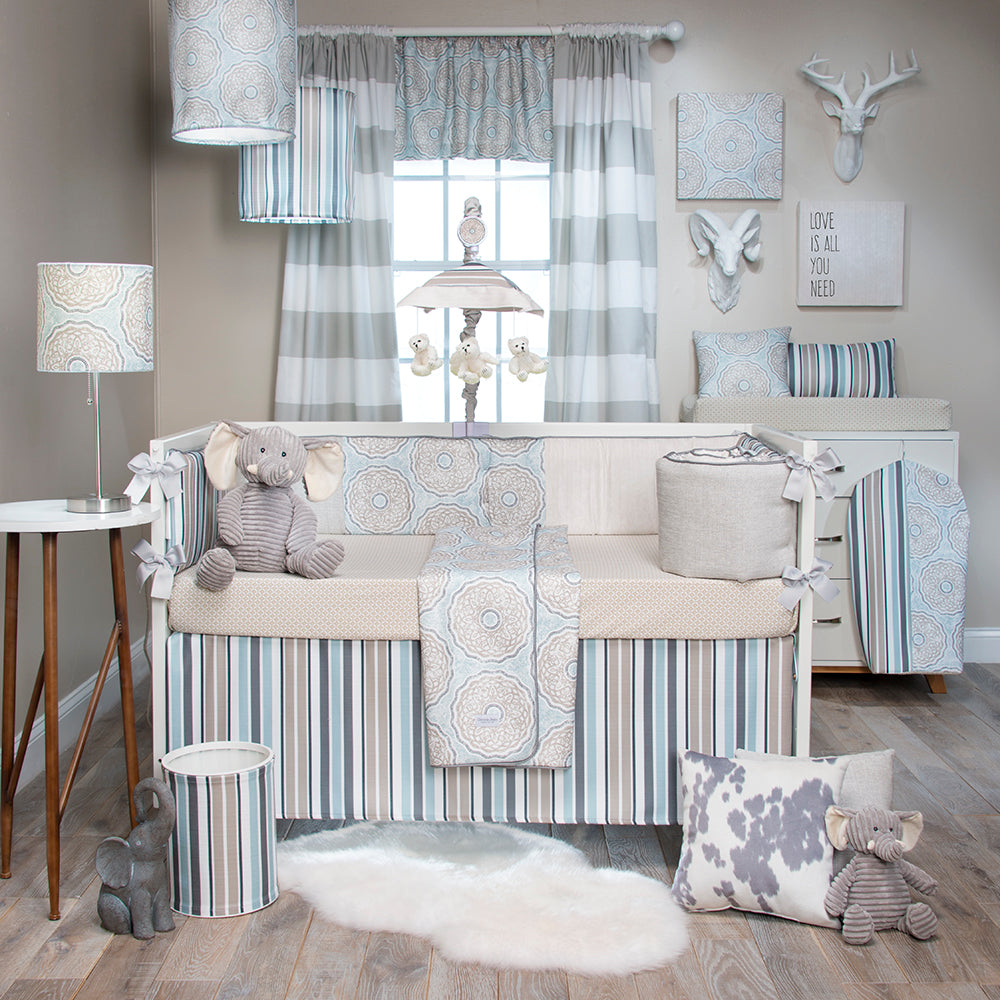 Glenna Jean Luna 4-Piece Bedding Set (Includes quilt, bumper, tan and white sheet & crib skirt)