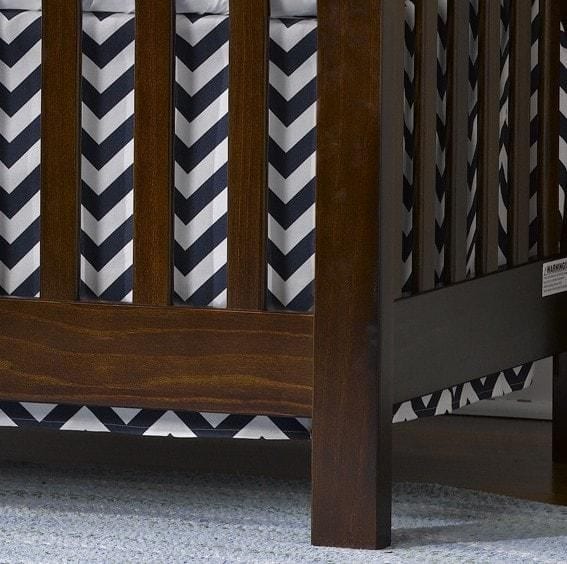 Liz and Roo Navy Chevron Crib Skirt 17" Drop