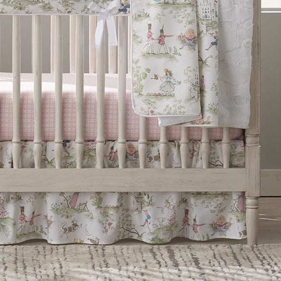 Liz and Roo Nursery Rhyme Toile Gathered Crib Skirt