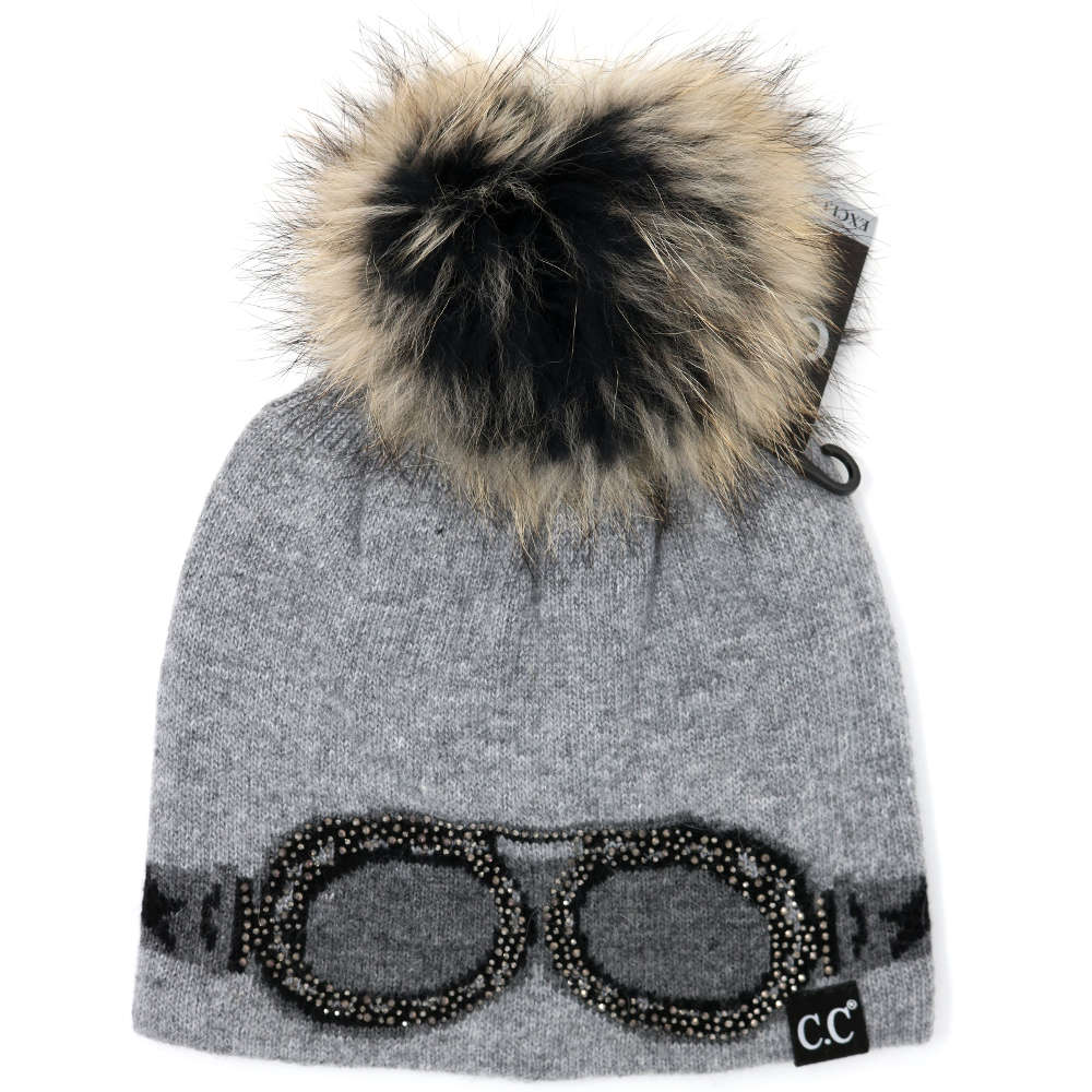 CC Beanie Black Label Goggle Rhinestone Beanie Black