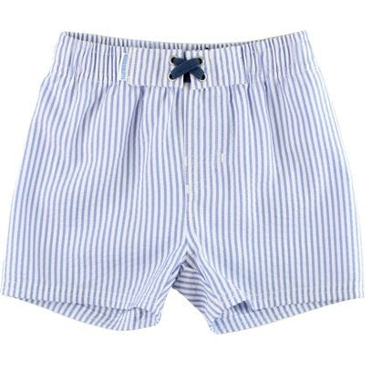 Rufflebutts Swim Trunks | Periwinkle Blue Seersucker