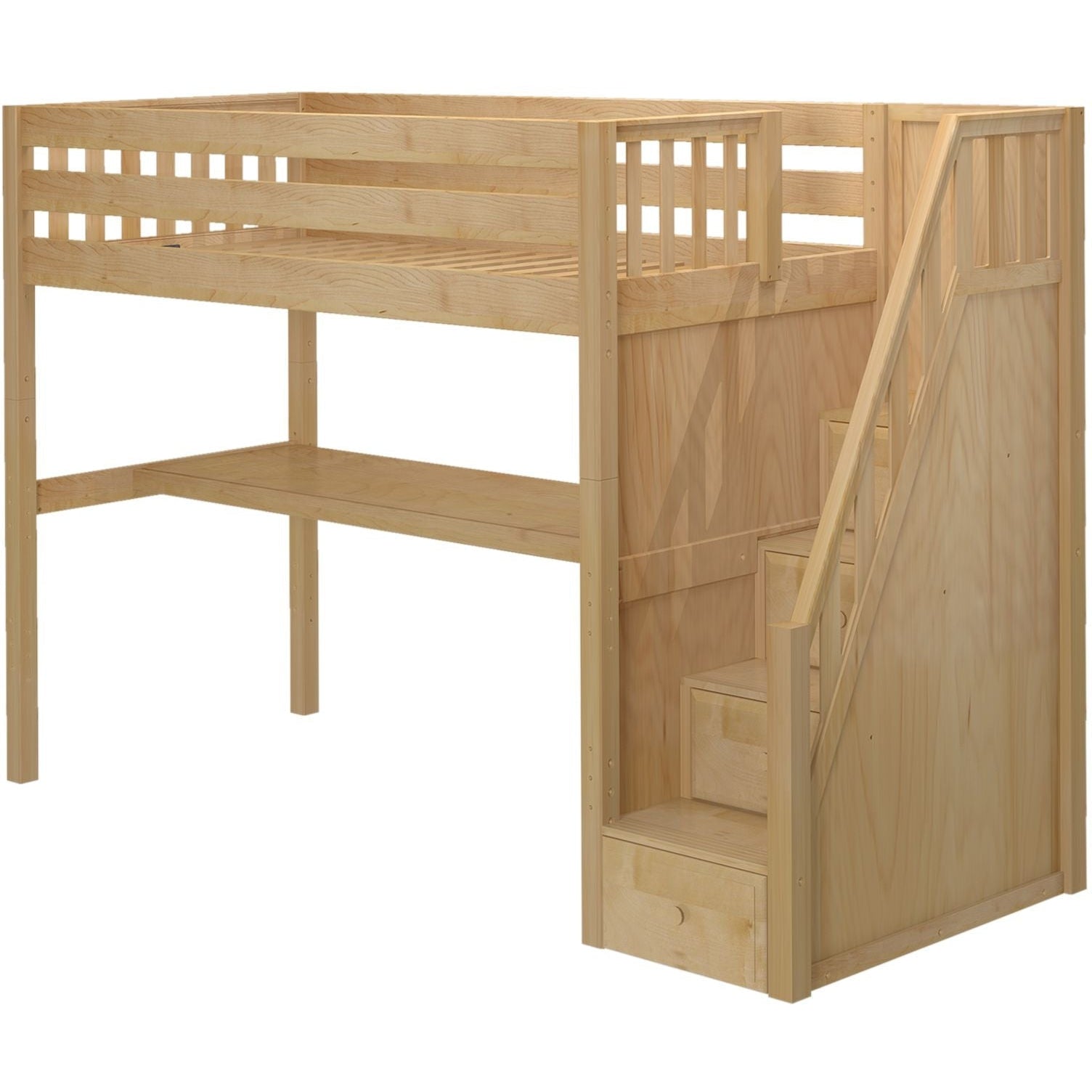 Maxtrix Twin XL High Loft Bed with Stairs with Long Desk