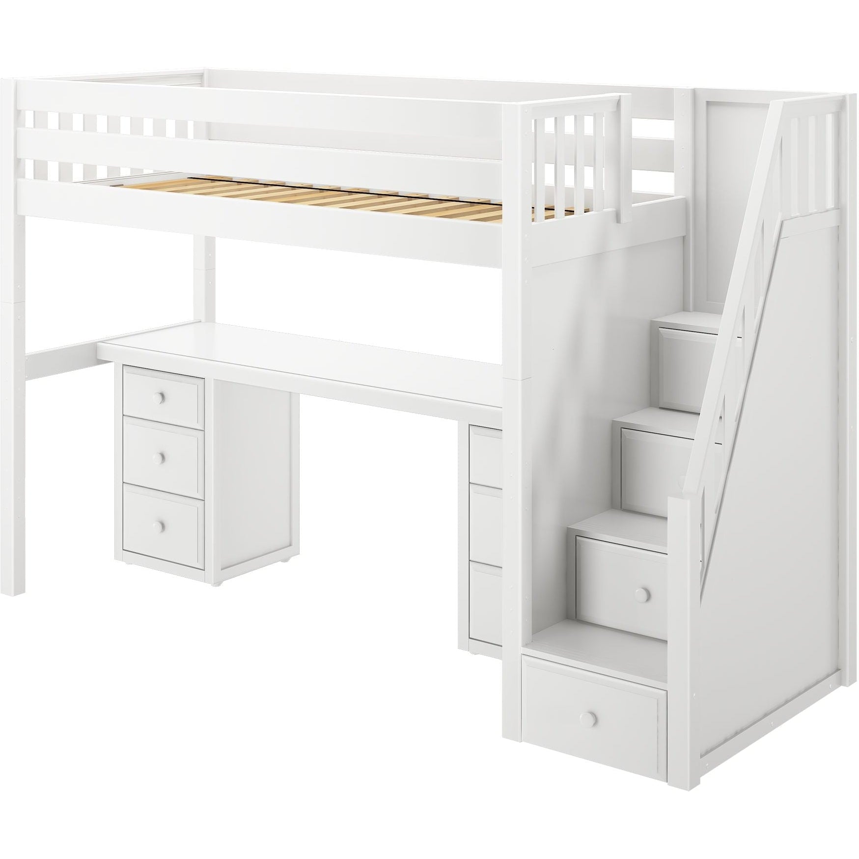 Maxtrix Twin XL High Loft Bed with Stairs with Long Desk