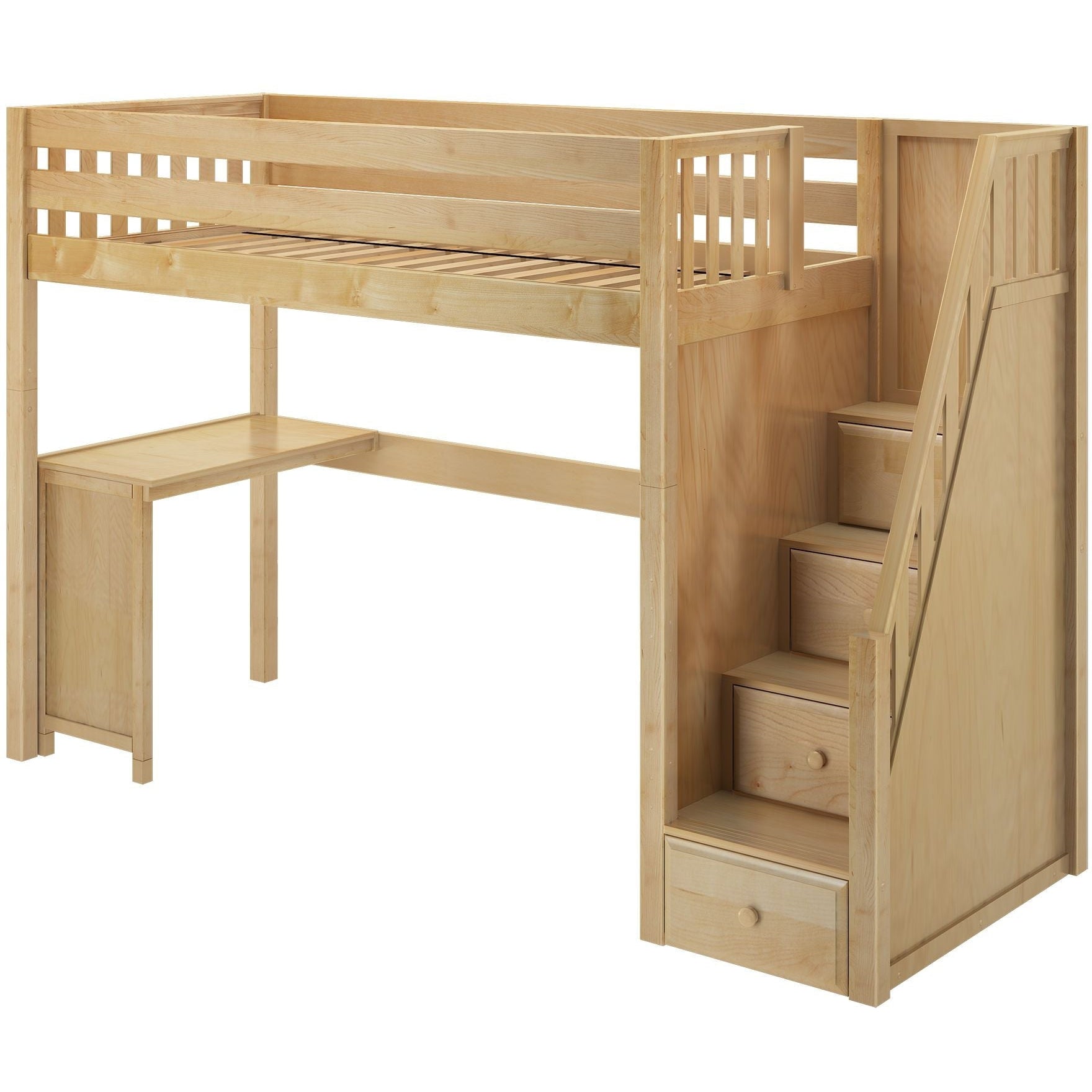 Maxtrix Twin XL High Loft Bed with Stairs with Corner Desk