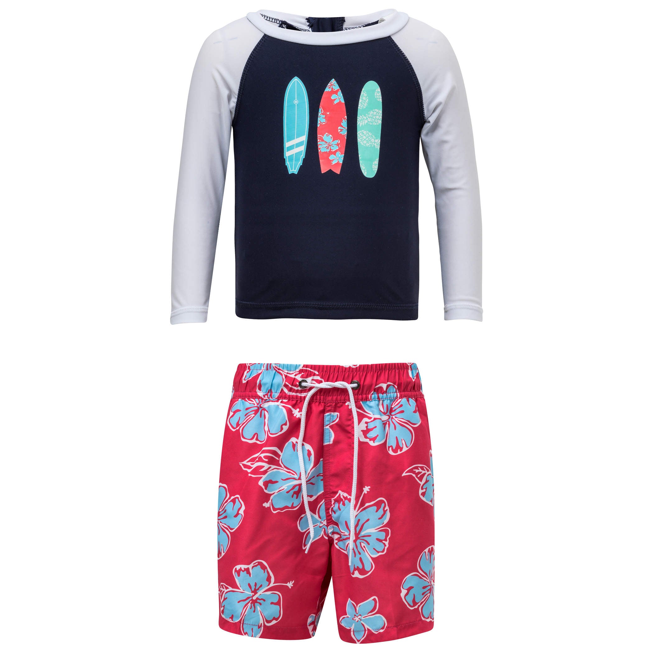 Snapper Rock Hibiscus Surfboard Long Sleeve Baby Set