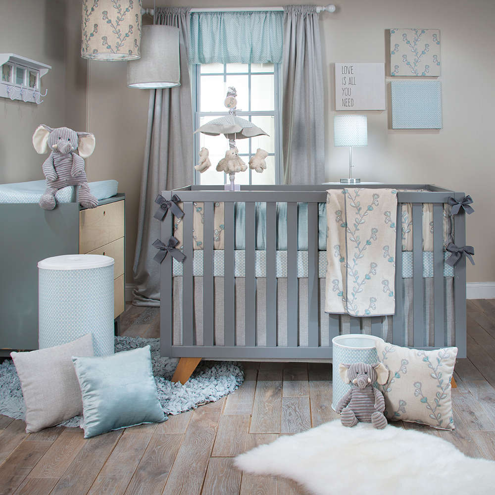 Glenna Jean Twiggy 3-Piece Bedding Set (Includes quilt, blue print sheet & crib skirt)