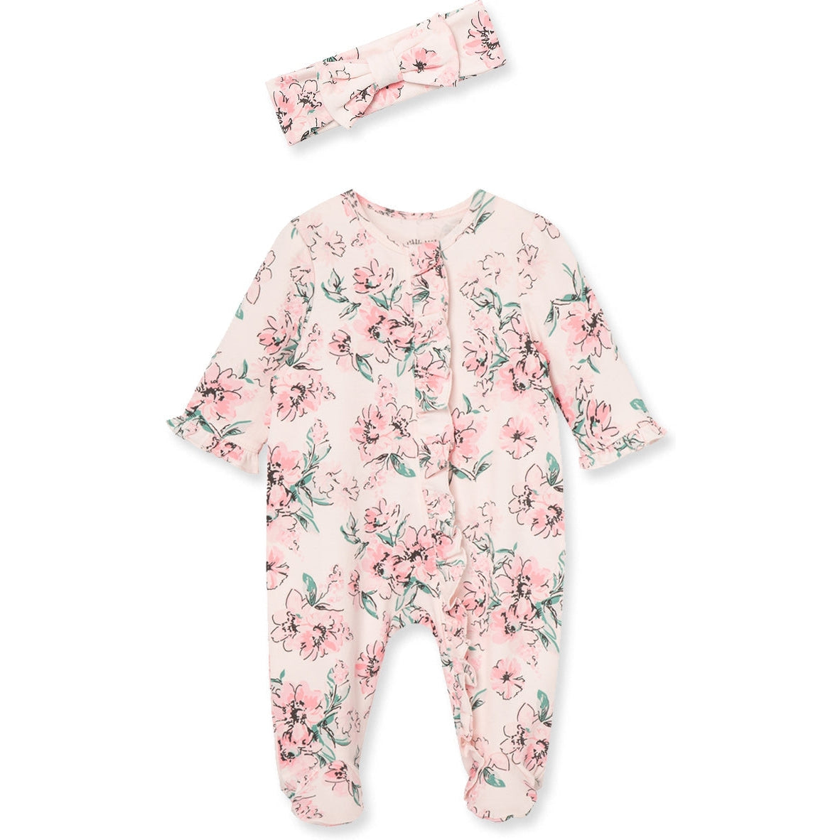 Little Me Dream Floral Footie + Headband