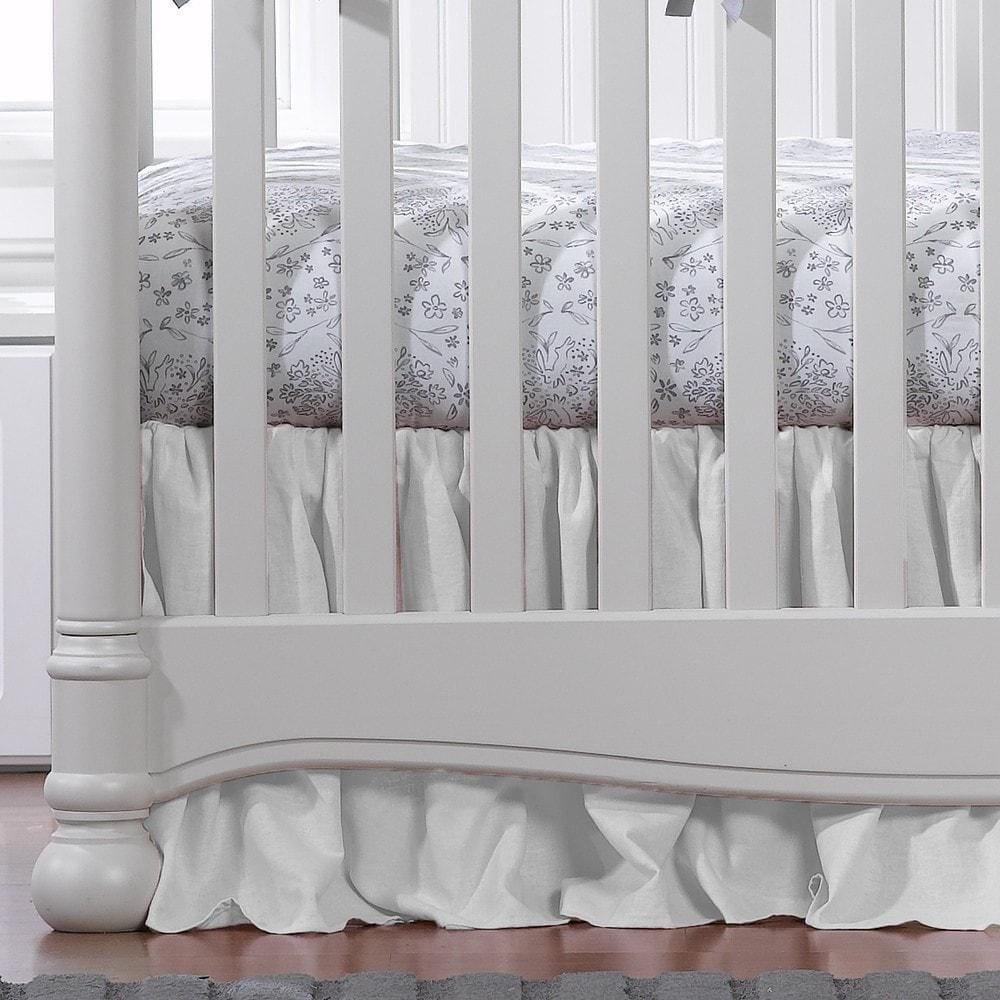 Liz and Roo White Woven Crib Skirt (Gathered) 16" Drop
